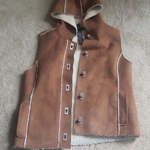 CUTE FALL SHERPA LINED SUEDE VEST